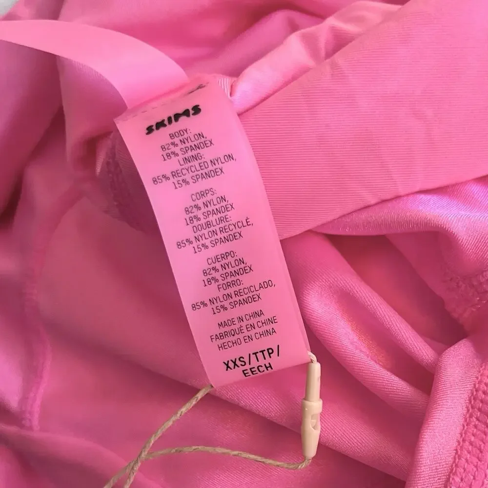 Skims XXS Shine Swim T-Shirt In Taffy Bubblegum Hot Pink Neon Brand NEW NWT
